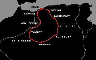 carte du circuit Grand Erg Occidental avec Zériba-Voyage